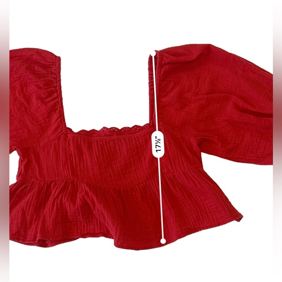 BILLABONG Cross My Heart Puff Sleeve Crop Top Size L - Picture 6 of 9